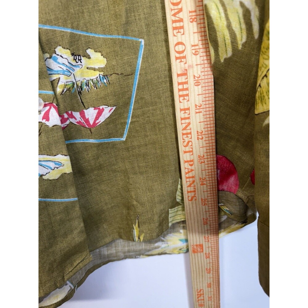VTG John Paul Richard Top Women Button Shirt 100% Linen Hawaiian Shirt Beaded L - Picture 9 of 14